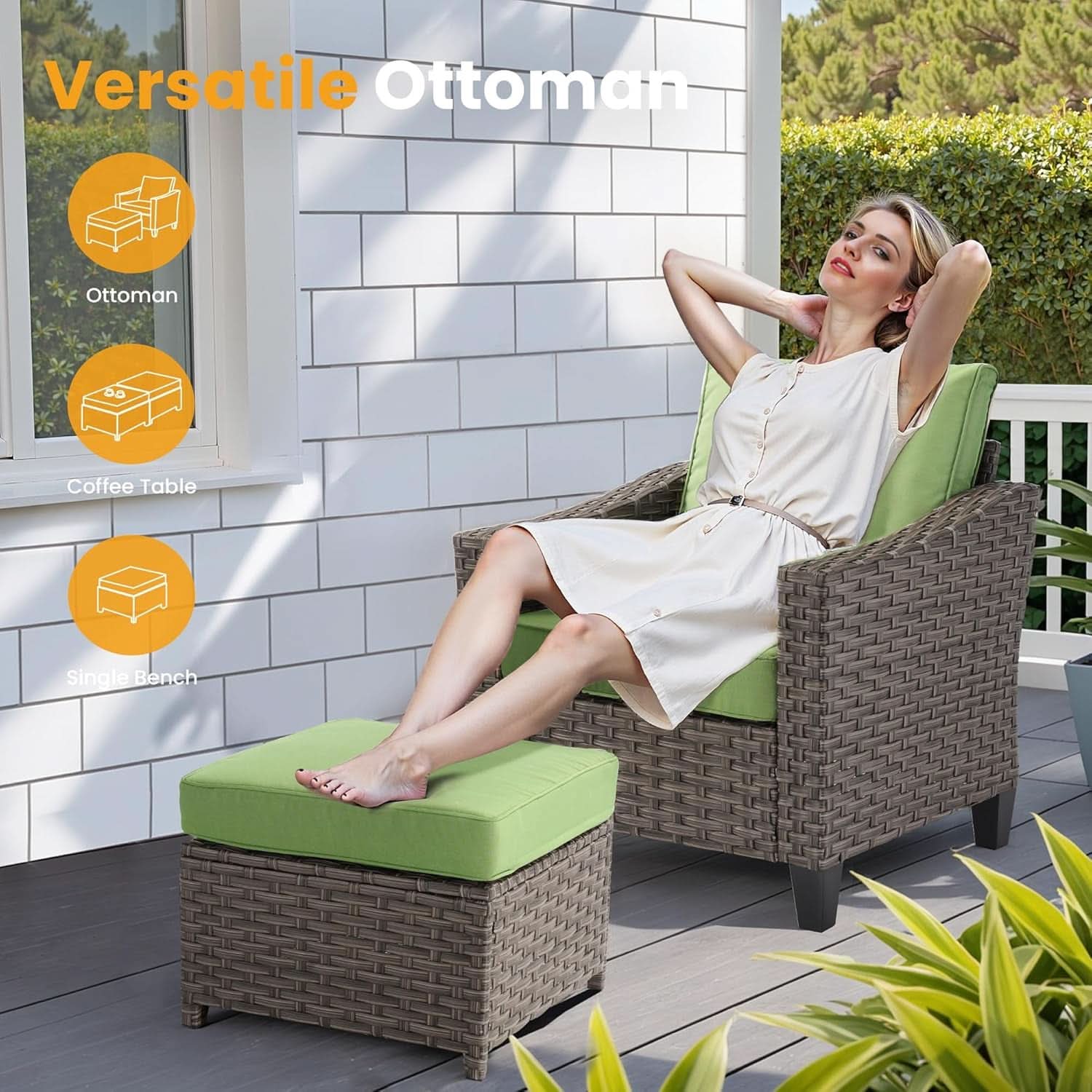 10-Piece Outdoor Patio Furniture Set with 54" Fire Pit Table, Sofa, Chairs & Ottomans
