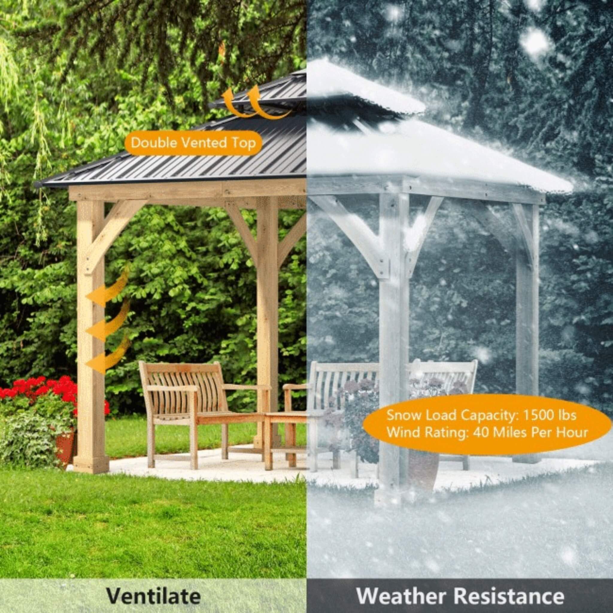 10x10 ft Hardtop Gazebo with Double Steel Roof & Reinforced Base – Outdoor Patio Shelter