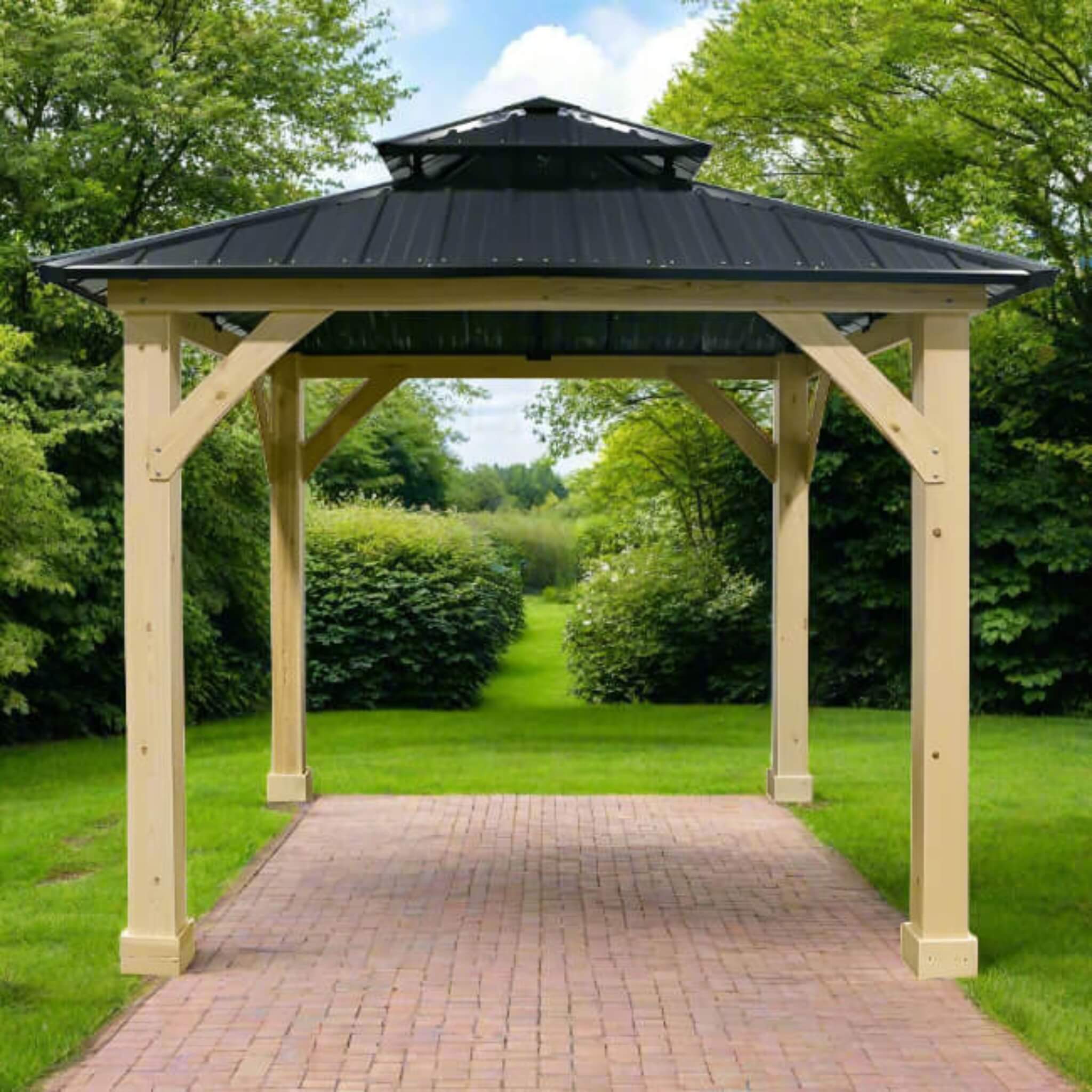 10x10 ft Hardtop Gazebo with Double Steel Roof & Reinforced Base – Outdoor Patio Shelter