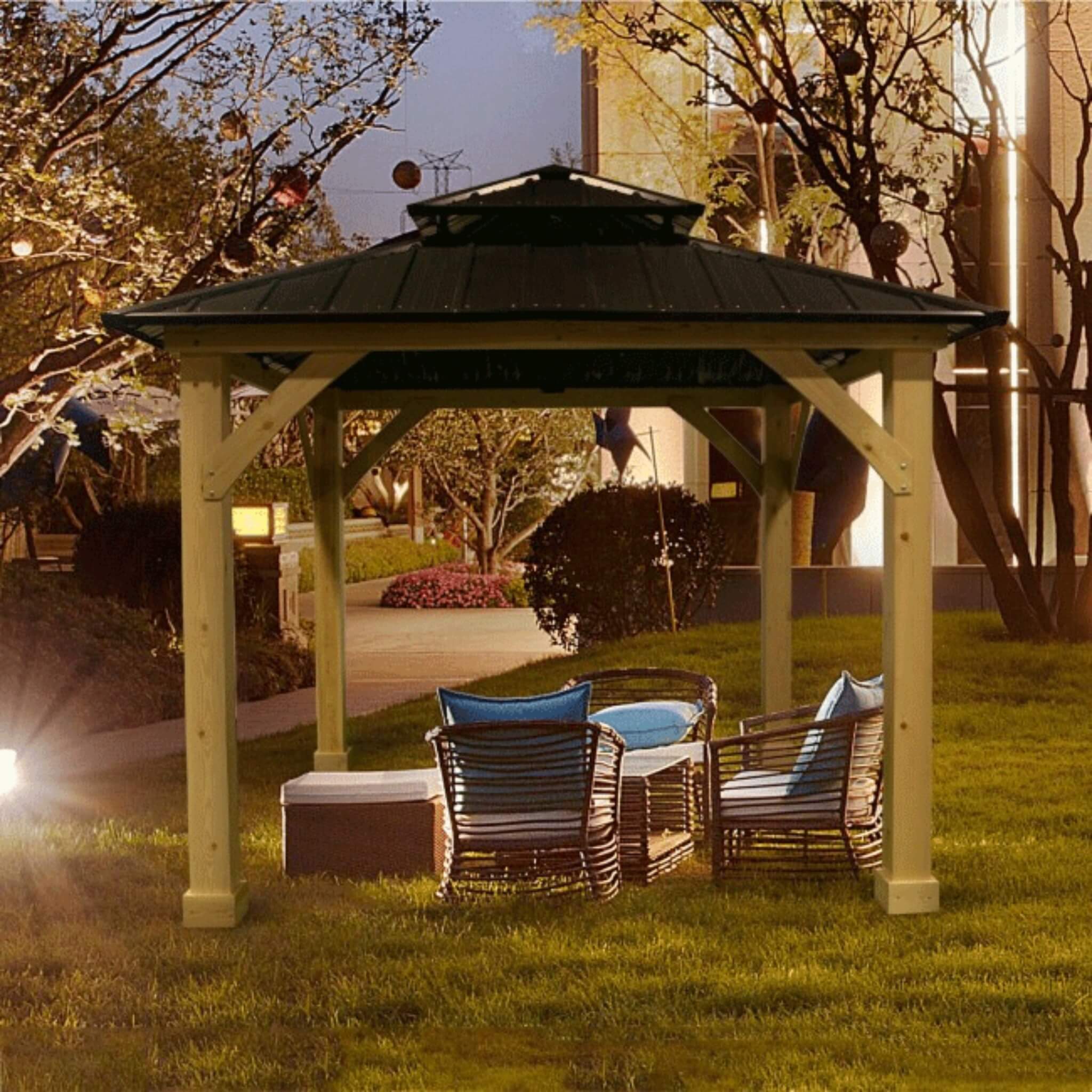 10x10 ft Hardtop Gazebo with Double Steel Roof & Reinforced Base – Outdoor Patio Shelter