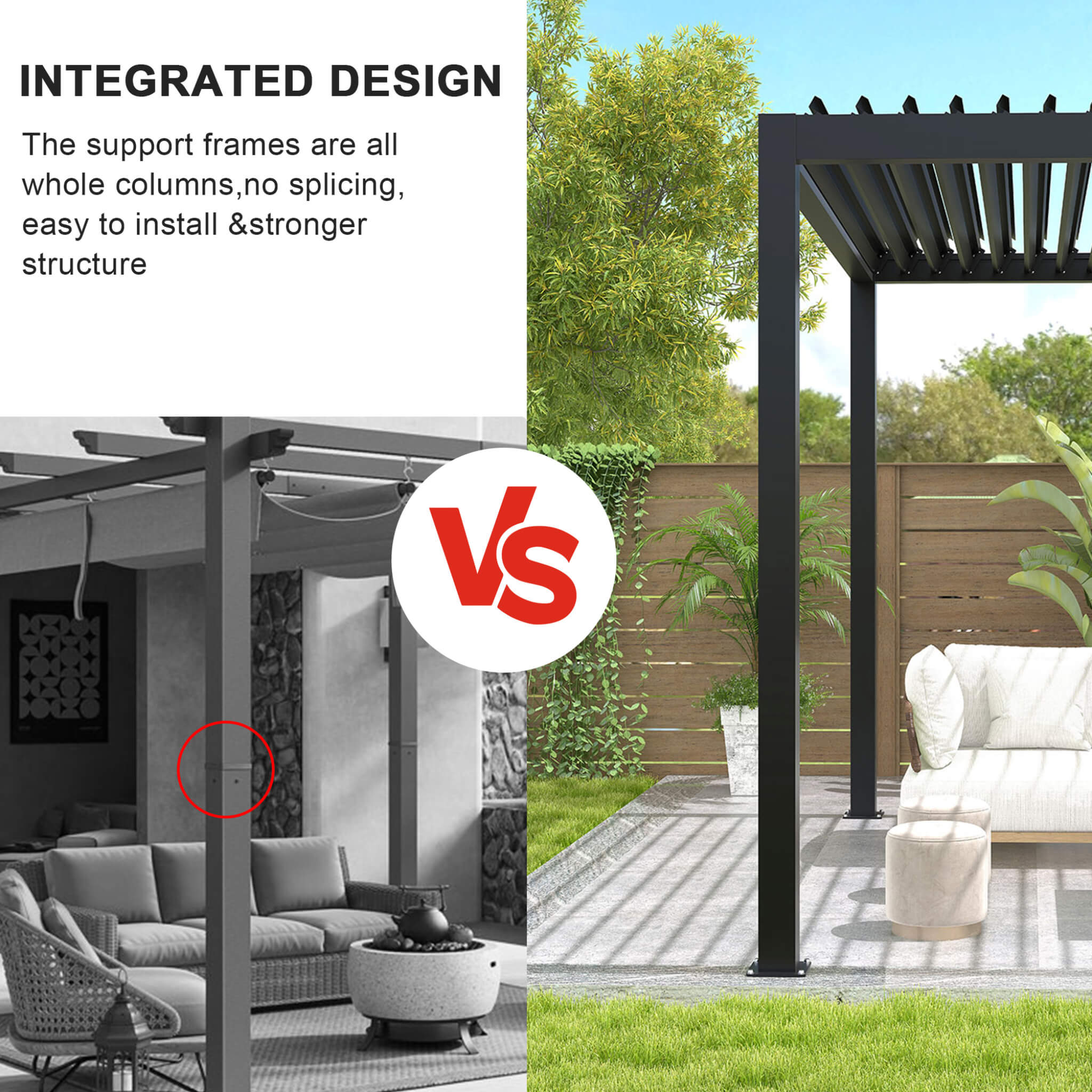Saksby Alora Modern Louvered Aluminum Pergola 10x19 ft – Adjustable Roof Outdoor Pergola