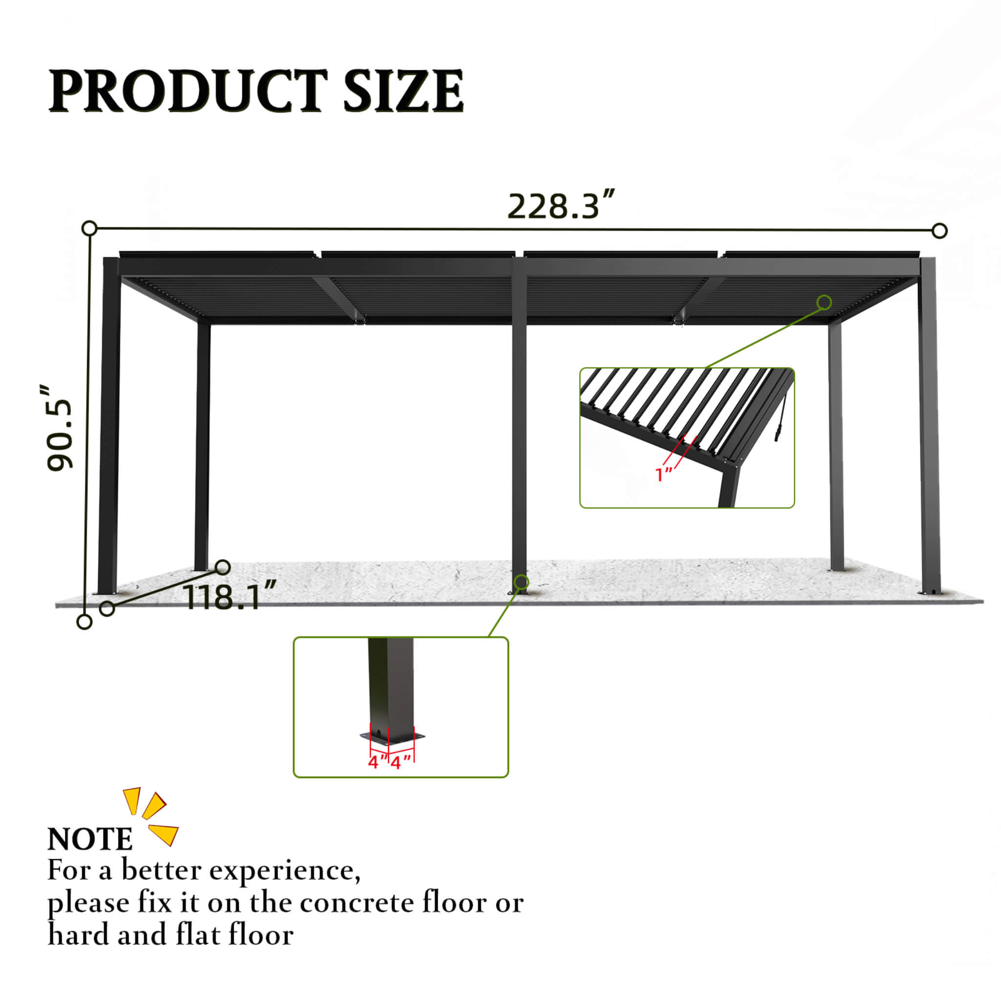 Saksby Alora Modern Louvered Aluminum Pergola 10x19 ft – Adjustable Roof Outdoor Pergola