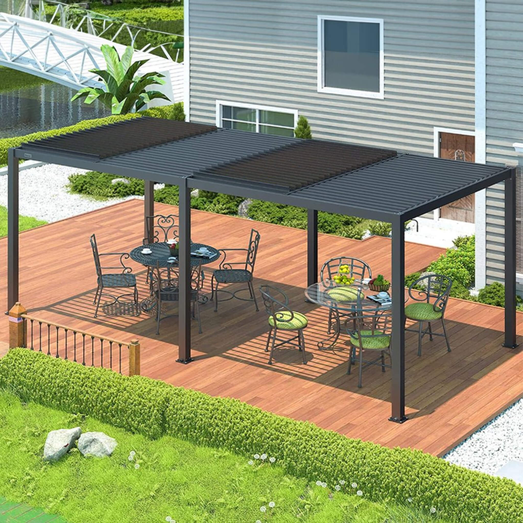 Saksby Alora Aluminum Driveway Pergola with Polycarbonate Roof