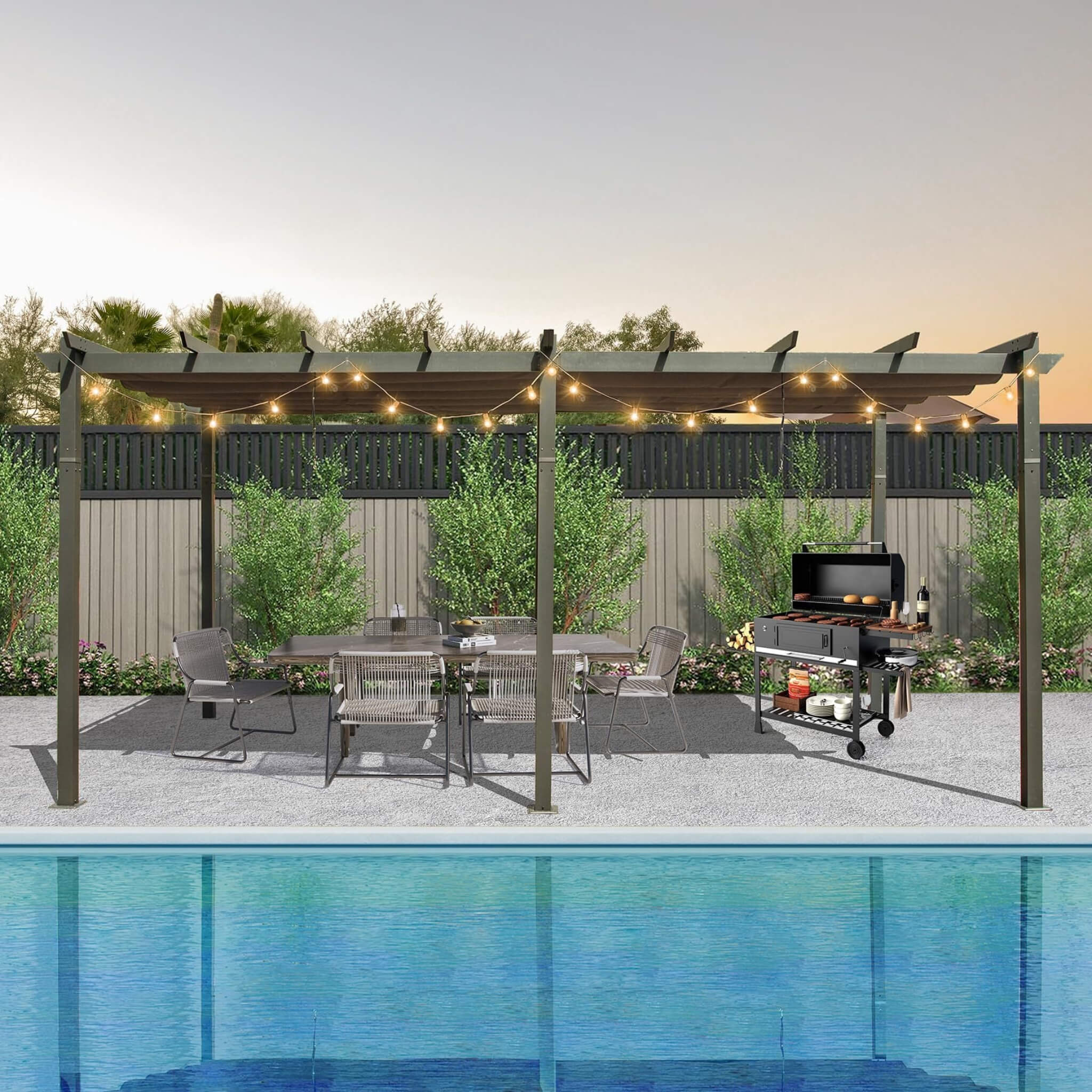 Alora 11x20 ft Retractable Pergola with Adjustable Dual Canopy & Aluminum Frame
