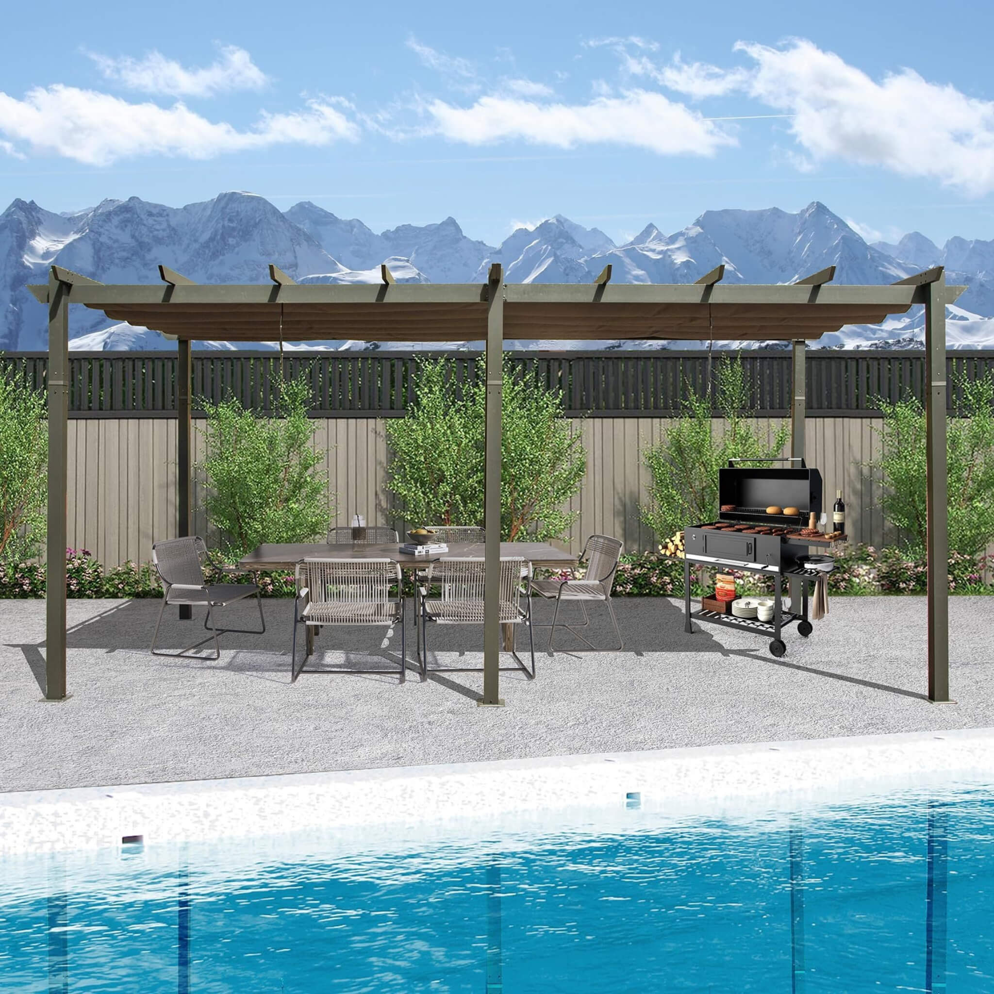 Alora 11x20 ft Retractable Pergola with Adjustable Dual Canopy & Aluminum Frame