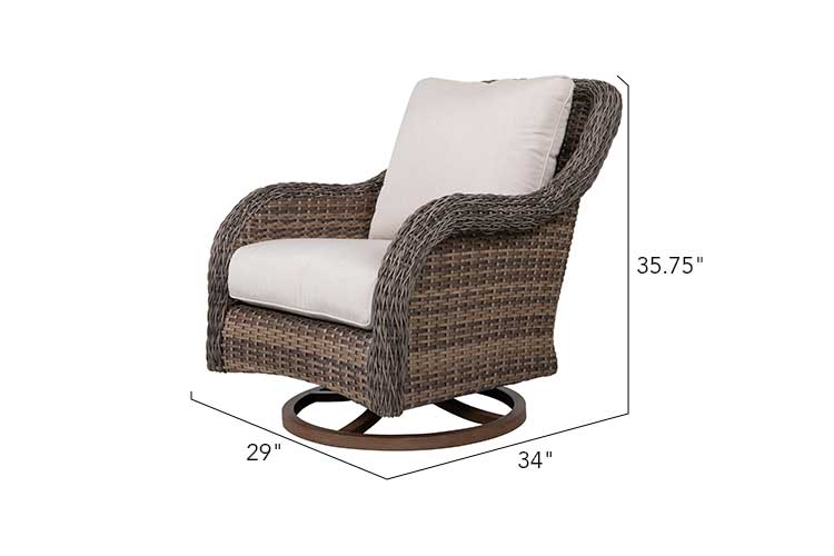 Mitchell 4-Piece Wicker Patio Set with Swivel Rocking Chair, Sofa & Sunbrella Cushions