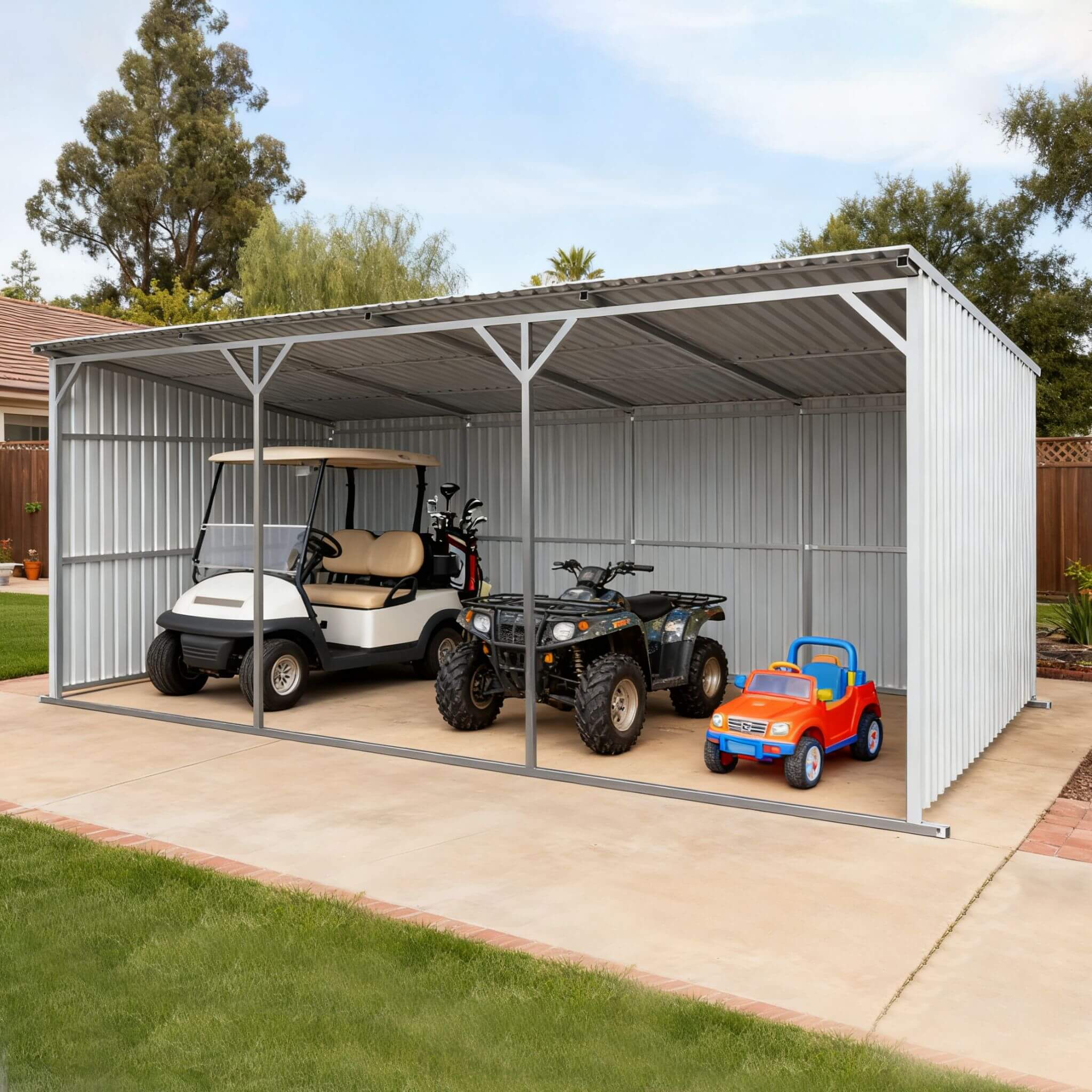 Alora 12 ft. x 25 ft. Heavy-Duty Galvanized Steel Outdoor Storage Shed & Equipment Shelter