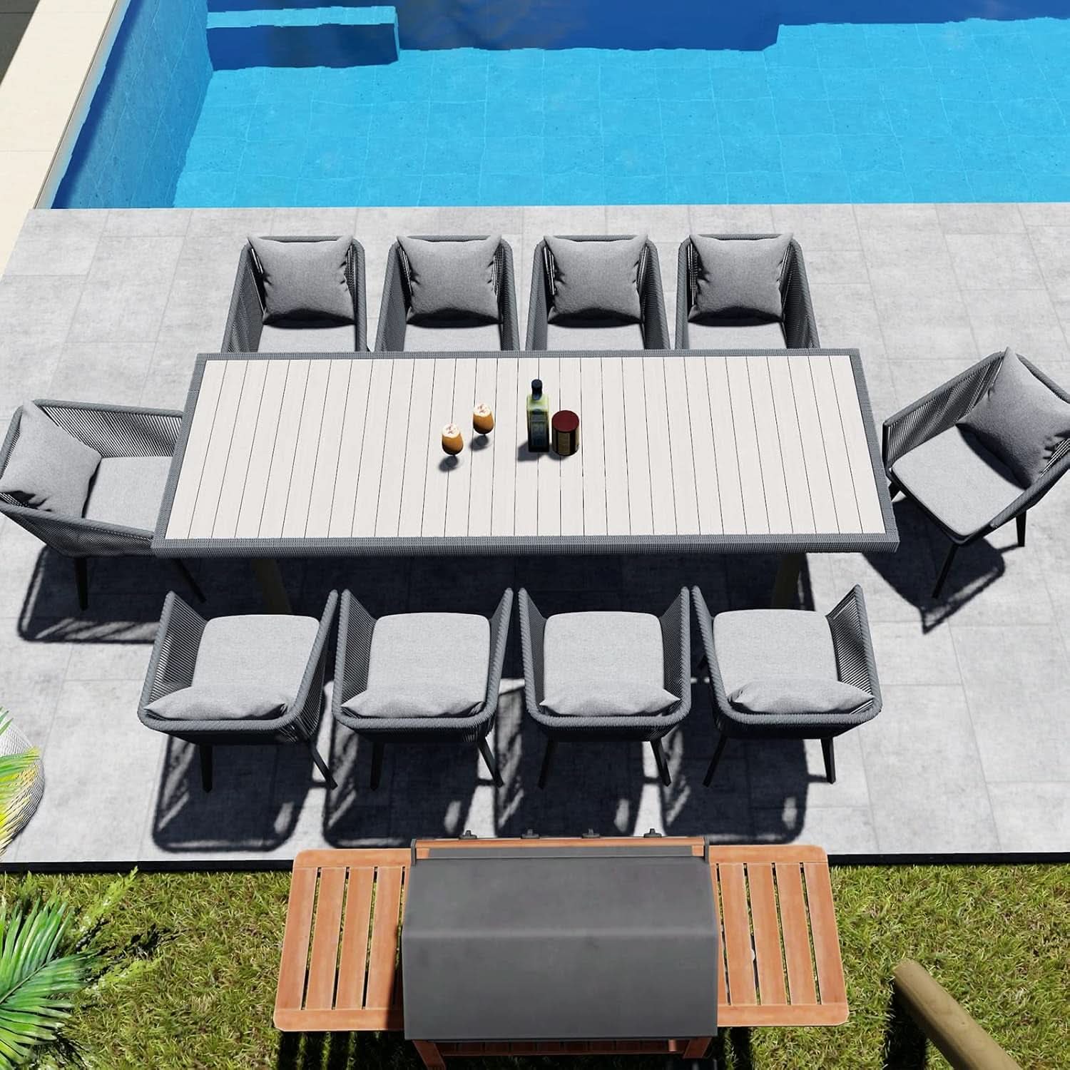 Elegant 10-Piece Outdoor Patio Dining Furniture Set – Modern Wicker Conversation & Dining Set