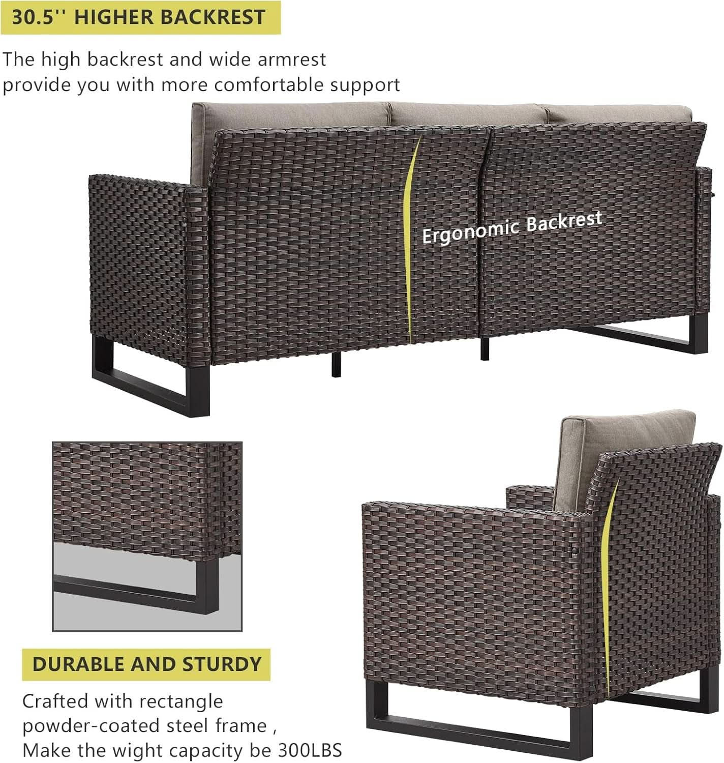 7-Piece Outdoor Wicker Patio Furniture Set with Swivel Rocking Chairs