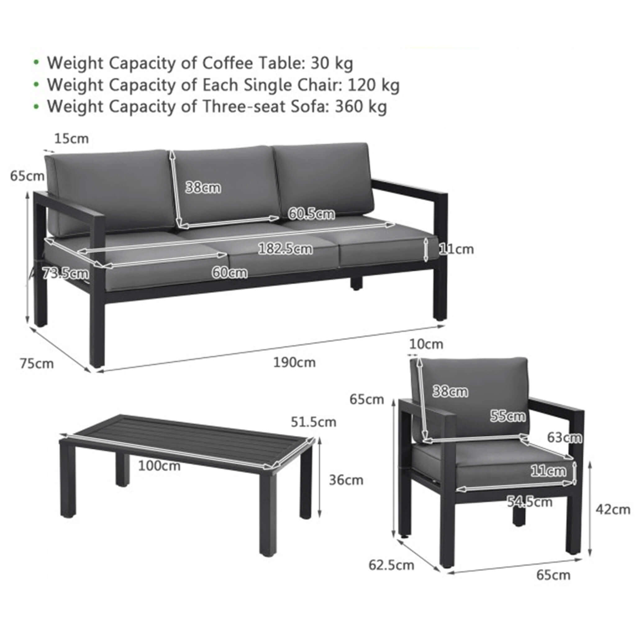 Alora 4-Piece Aluminum Outdoor Seating Set – Modern Modular Patio Lounge Set