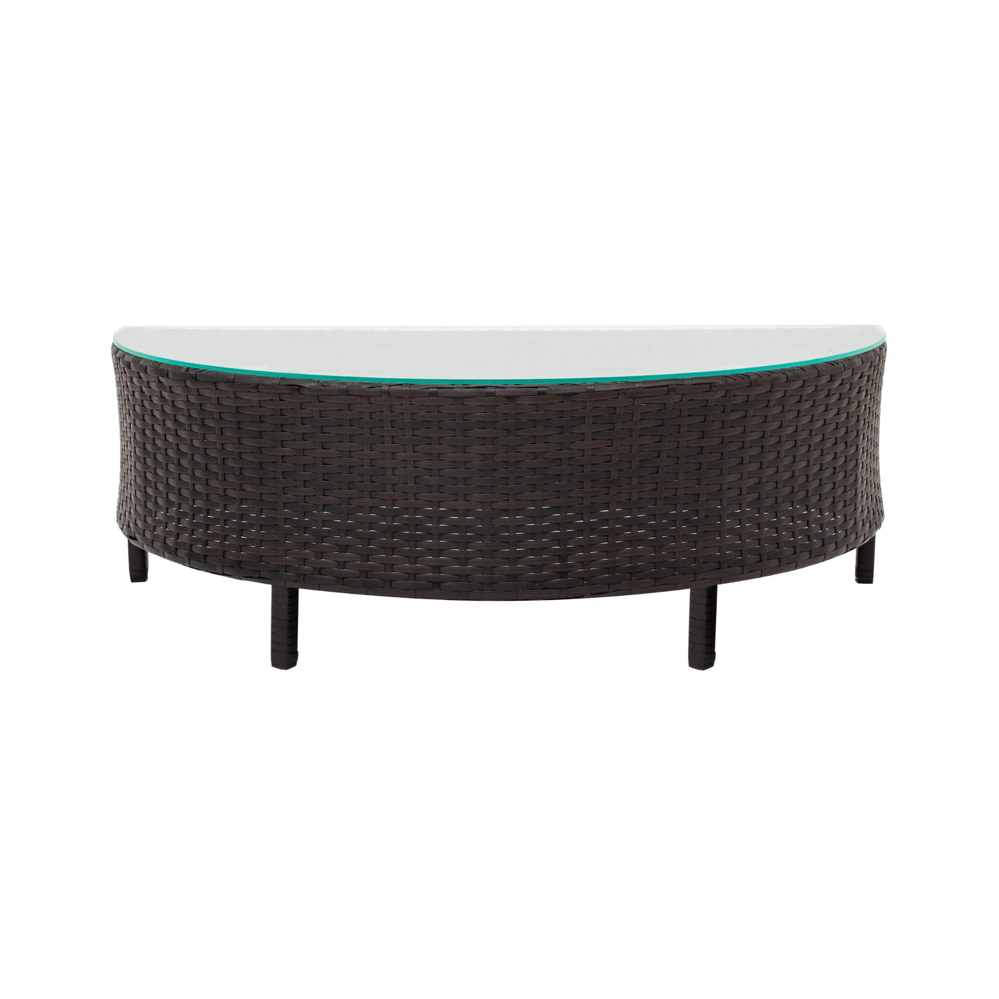 Alora 5-Piece Half-Moon Rattan Wicker Outdoor Sectional Sofa Set with Glass Table