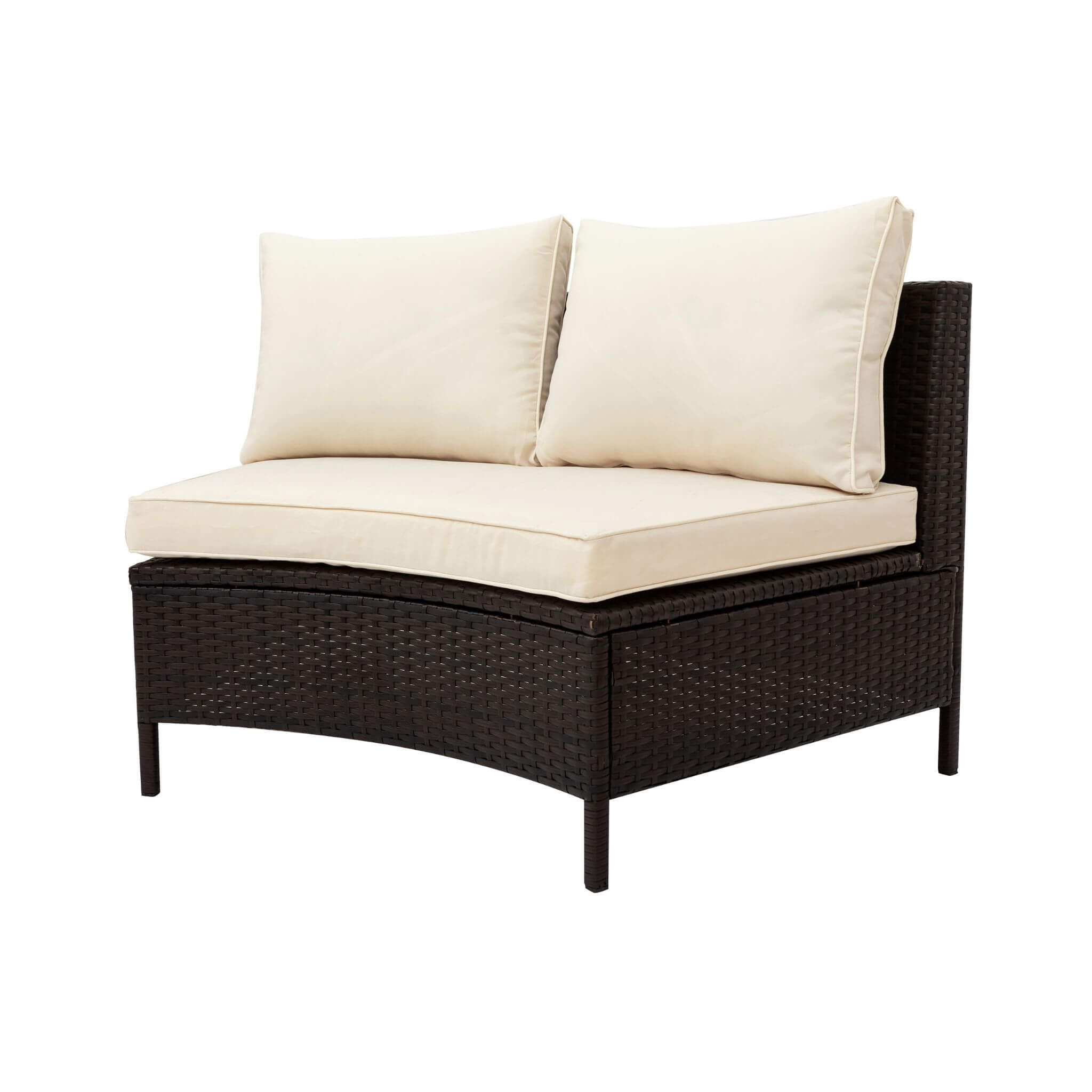 Alora 5-Piece Half-Moon Rattan Wicker Outdoor Sectional Sofa Set with Glass Table