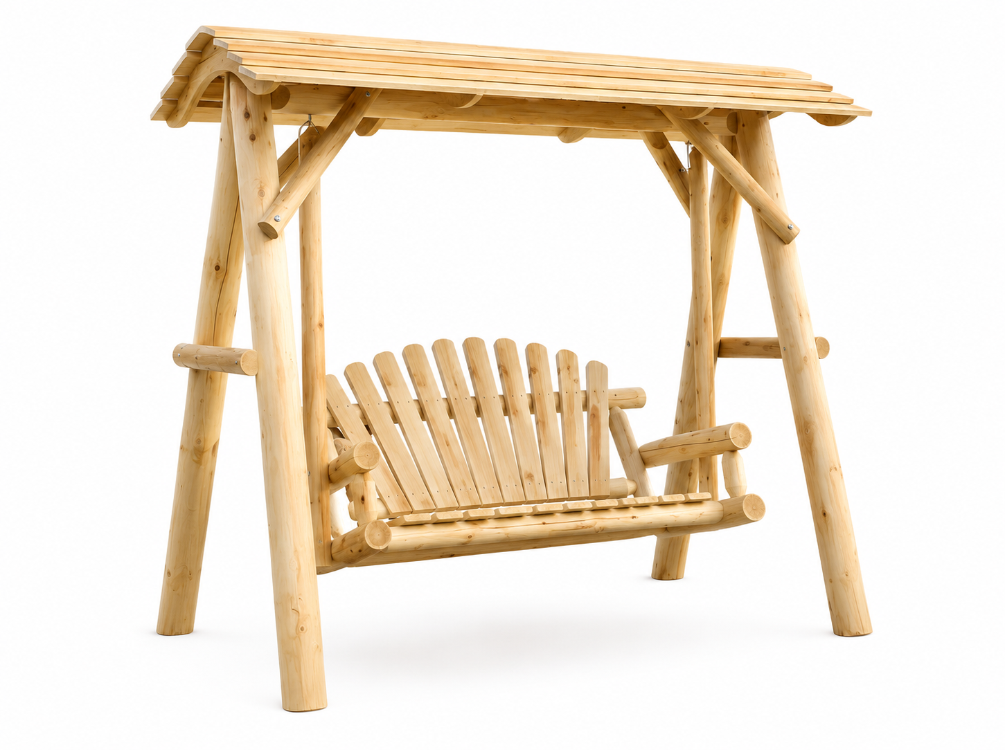 Wooden Porch Swing with Canopy