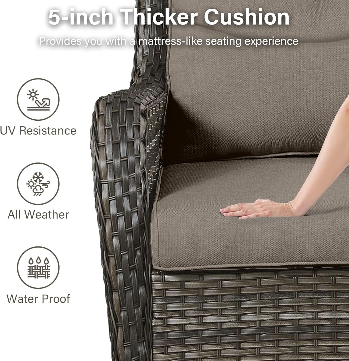 7-Piece Outdoor Patio Conversation Set with Swivel Rocker Chairs & Ottomans