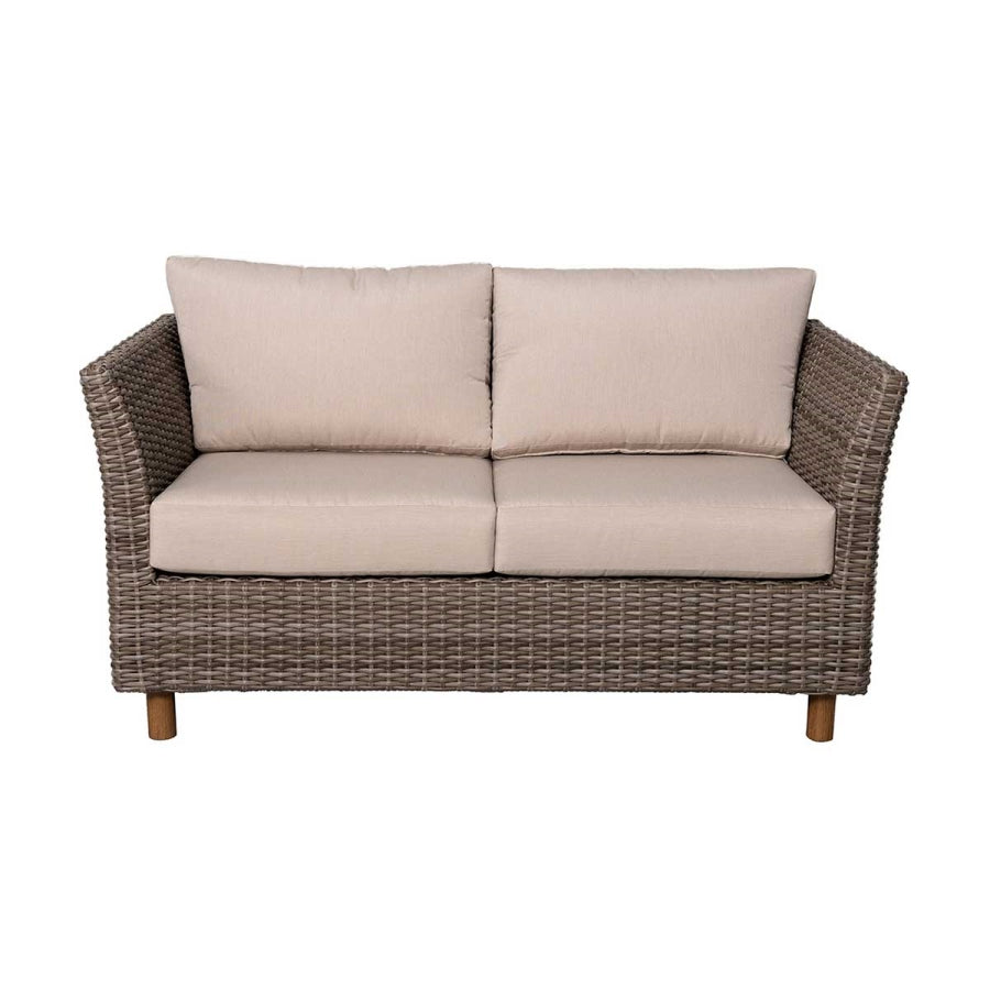 Orlando 2-Piece Wicker Patio Loveseat Set with Coffee Table, Sunbrella Cushions & Glass Top