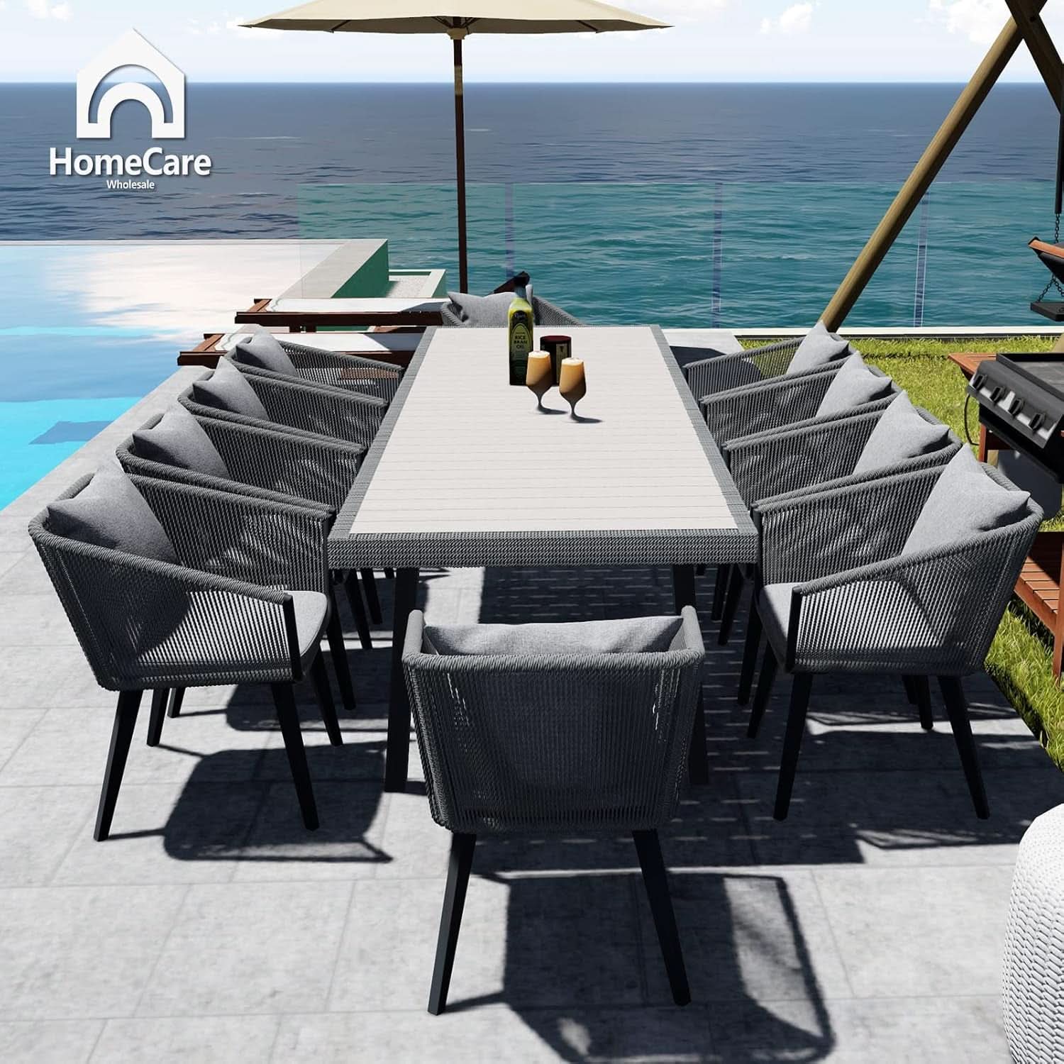 Elegant 10-Piece Outdoor Patio Dining Furniture Set – Modern Wicker Conversation & Dining Set
