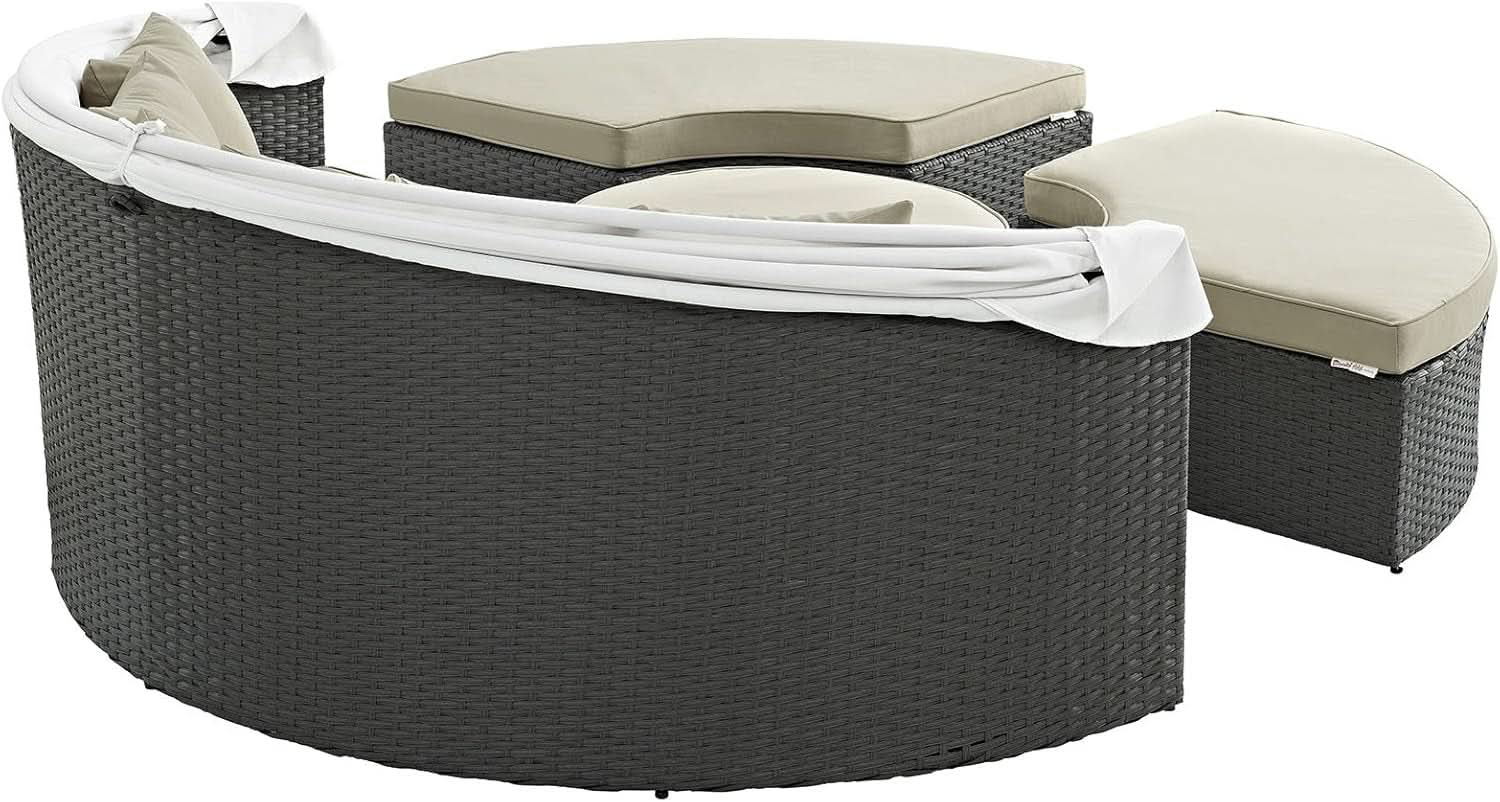 Inviting Outdoor Patio Sunbrella Sectional Daybed with Canopy