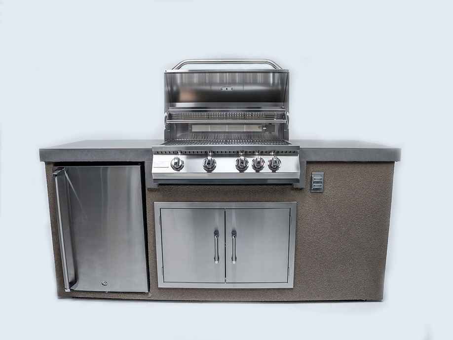 KoKoMo 7 ft Outdoor Kitchen Island with 32" Built-In Grill & Refrigerator