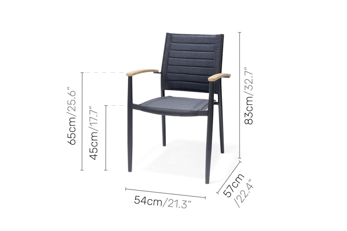 Portals Dark Lite FSC Teak Wood and Aluminum Rectangular Dining Set