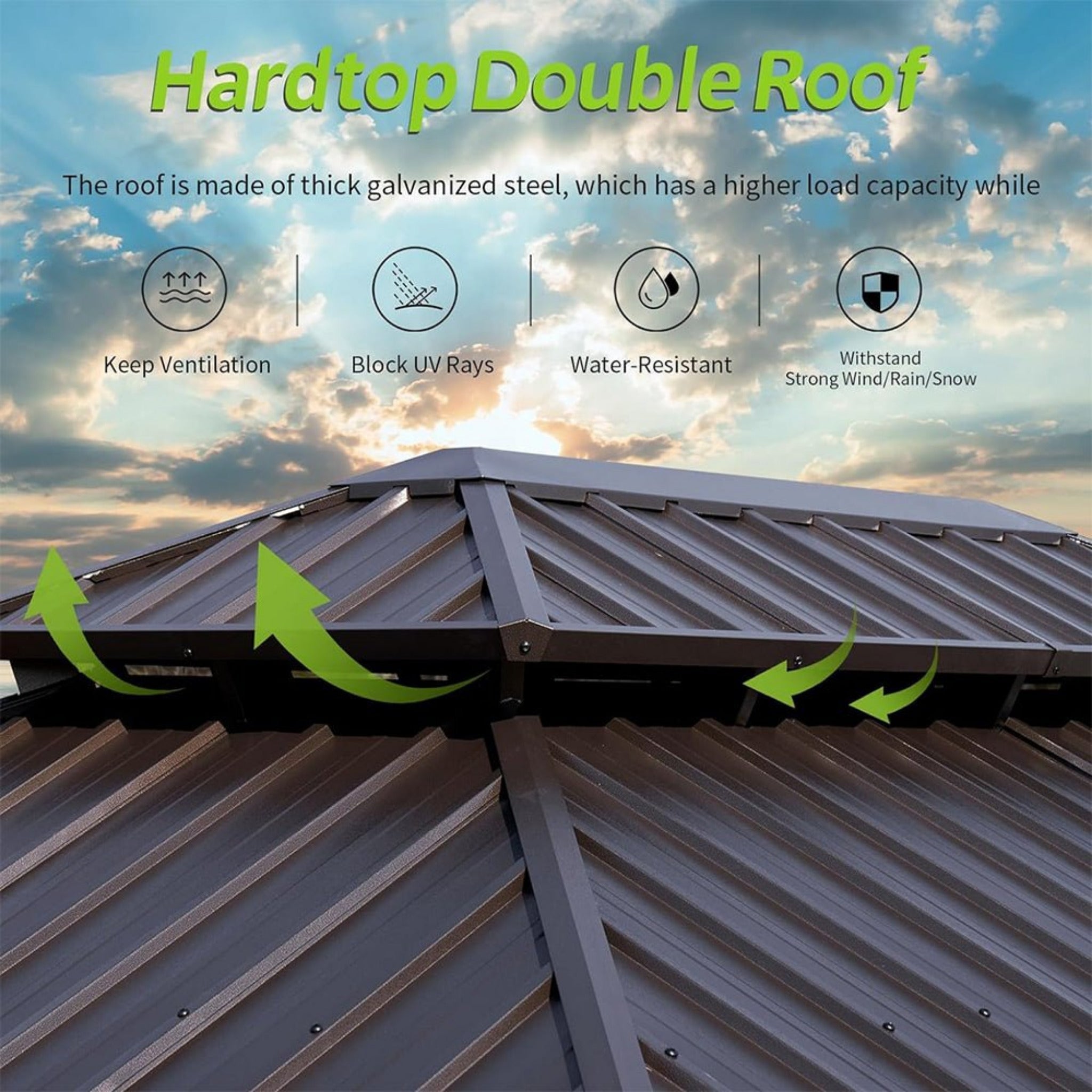 Alora 12x20 ft Aluminum Hardtop Gazebo with Wood Grain Finish, Curtains & Netting