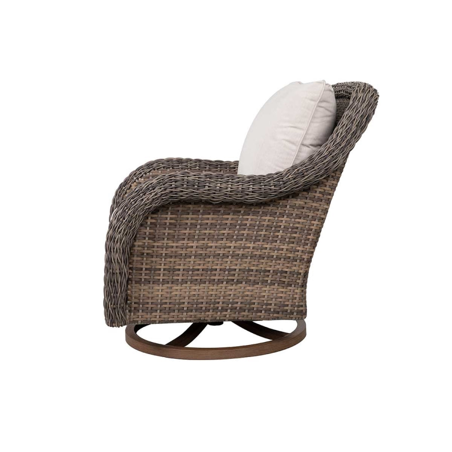 Mitchell 4-Piece Wicker Patio Set with Swivel Rocking Chair, Sofa & Sunbrella Cushions