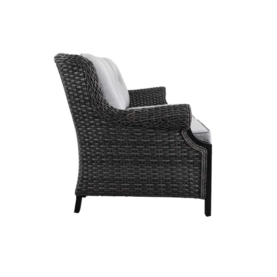 Lassen 3-Piece Wicker Patio Set with Sofa & Swivel Rocking Chairs, 6" Cushions