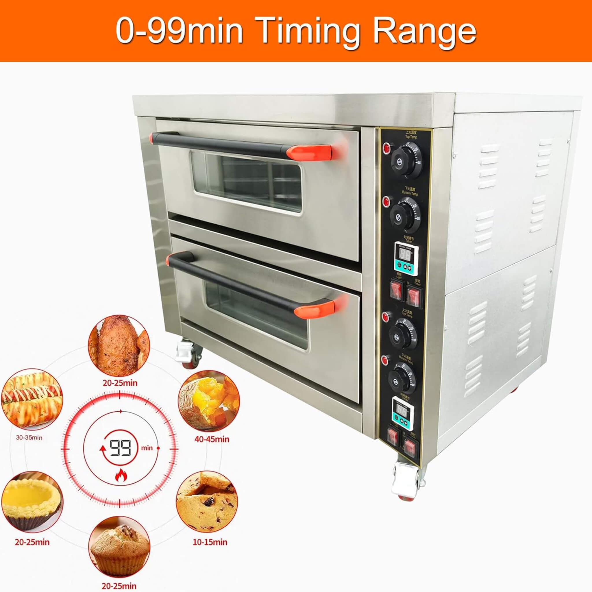 6400W Commercial Double Deck Electric Pizza & Baking Oven