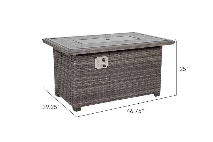 Tenaya 4-Piece Wicker Patio Set with Fire Pit Table & Swivel Rocking Chairs, 6" Cushions