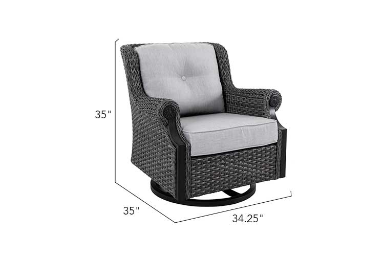 Lassen 3-Piece Wicker Patio Set with Sofa & Swivel Rocking Chairs, 6" Cushions