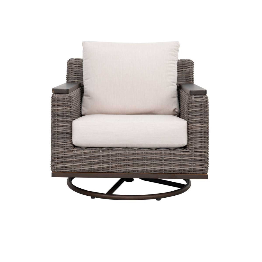 Beaufort 4-Piece Wicker Patio Set with Swivel Rocking Chairs, Sunbrella Cushions & Coffee Table
