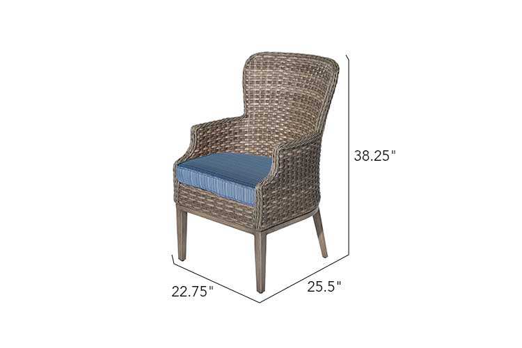 Tenaya 5-Piece Wicker Patio Dining Set with Round Table, Cushions & Aluminum Frame