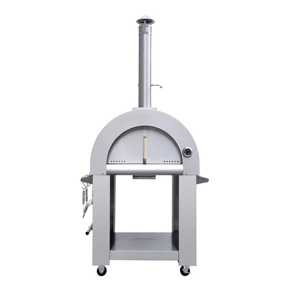 KoKoMo Grills 32-Inch Stainless Steel Wood-Fired Outdoor Pizza Oven with Cart