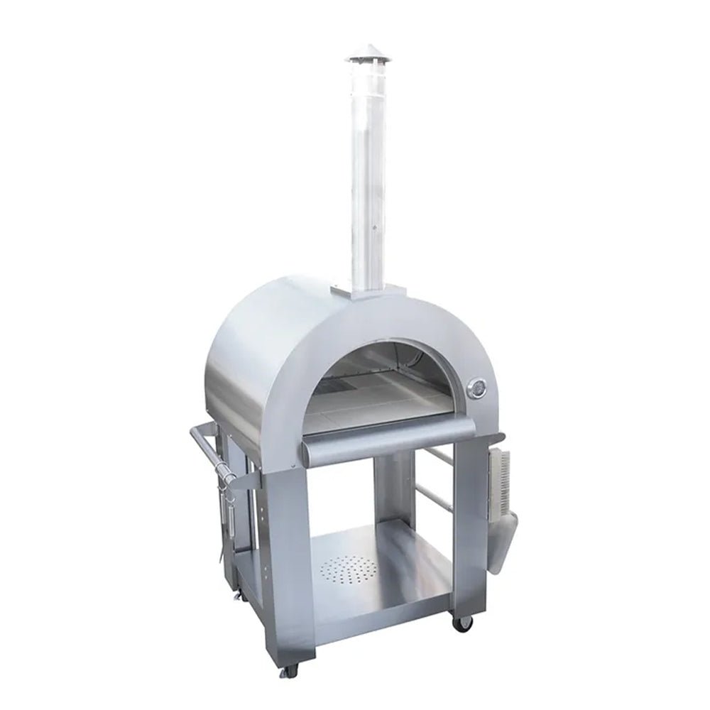 KoKoMo Grills 32-Inch Stainless Steel Wood-Fired Outdoor Pizza Oven with Cart