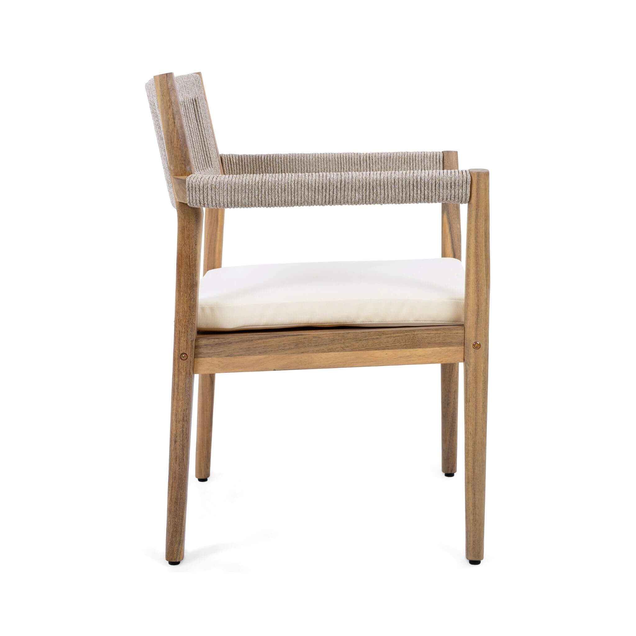 Alora 5-Piece Acacia Wood Outdoor Dining Set with Braided Chairs & Cushions