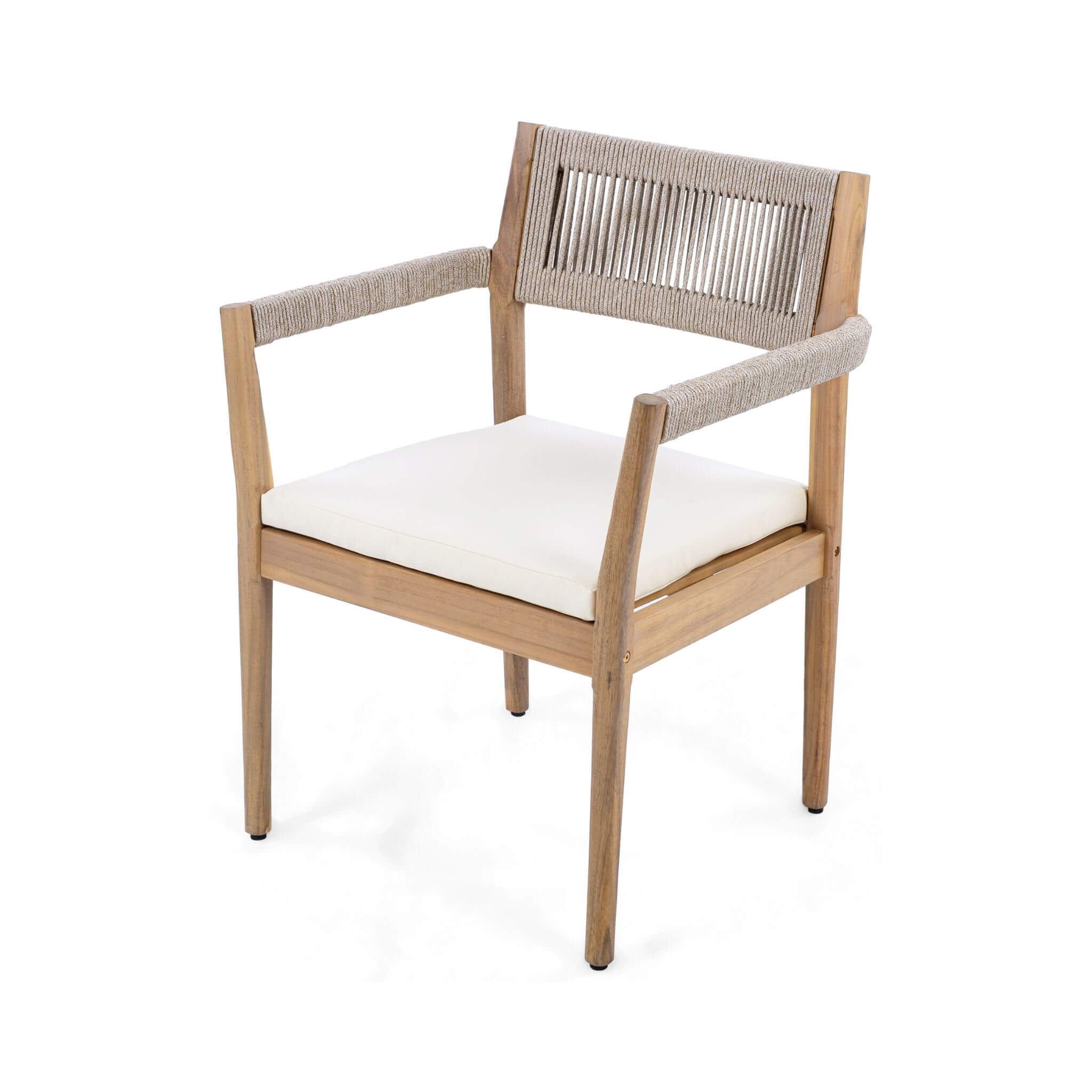 Alora 5-Piece Acacia Wood Outdoor Dining Set with Braided Chairs & Cushions