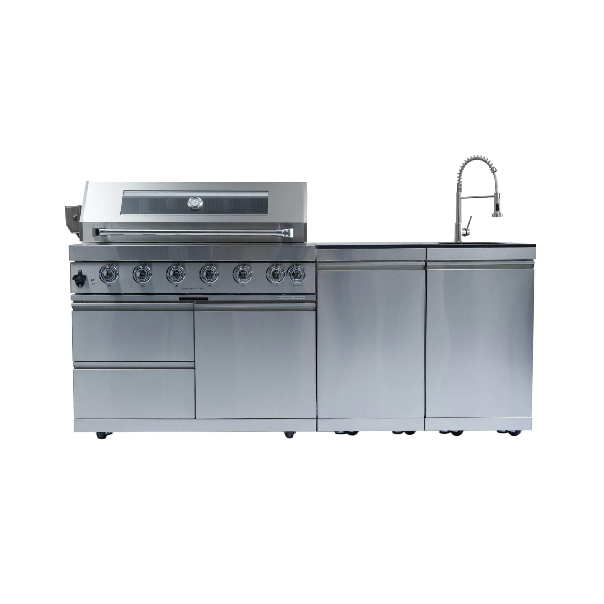 Castelle Flame 43 inch 6-Burner 85,000 BTU Propane Outdoor Kitchen Island Grill