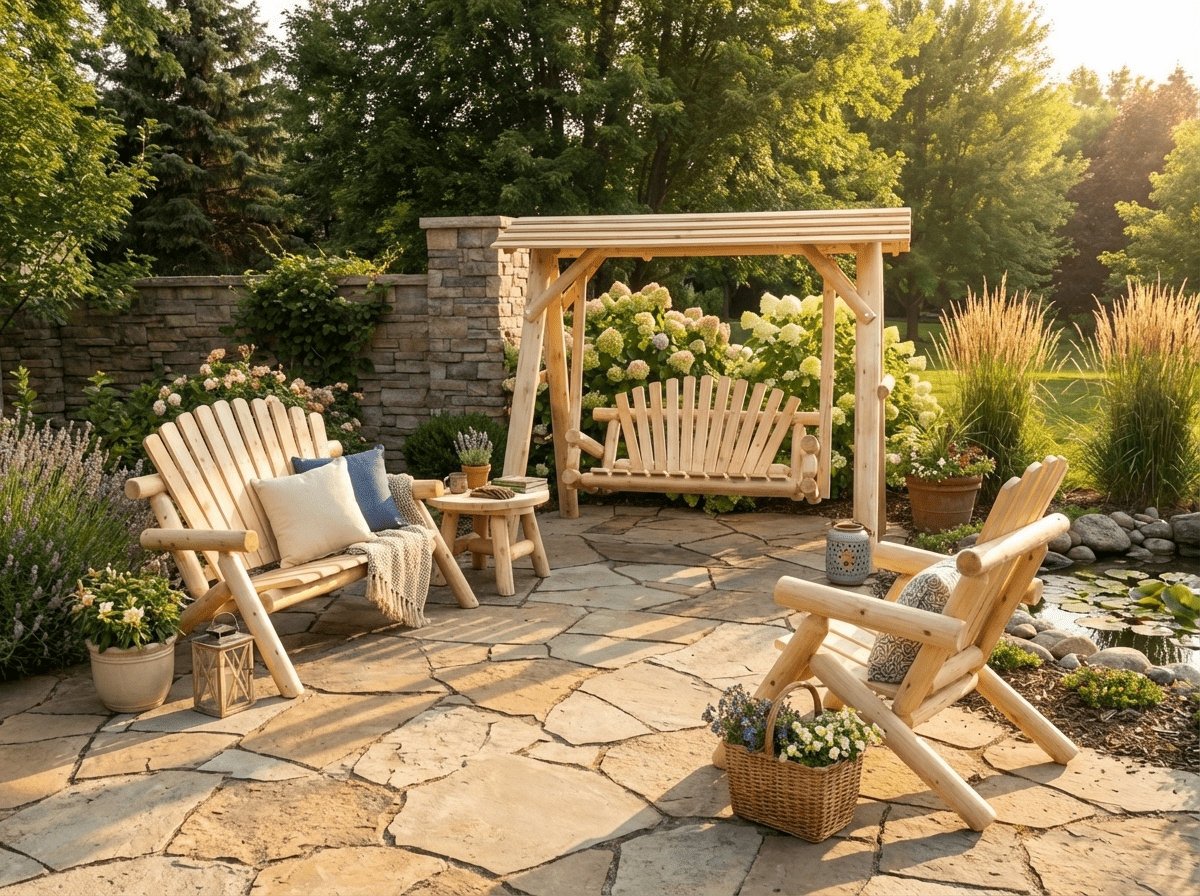 Wooden Porch Swing with Canopy