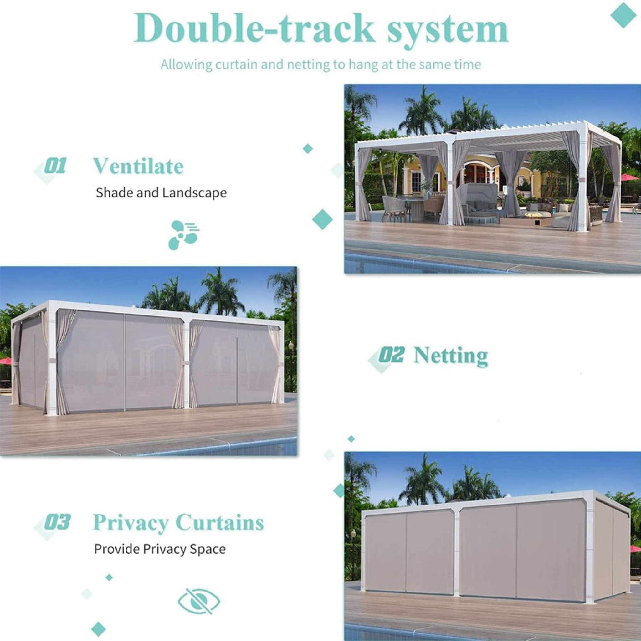 YLN Alora Hardtop Louvered Pergola With Adjustable Aluminum Rainproof Roof