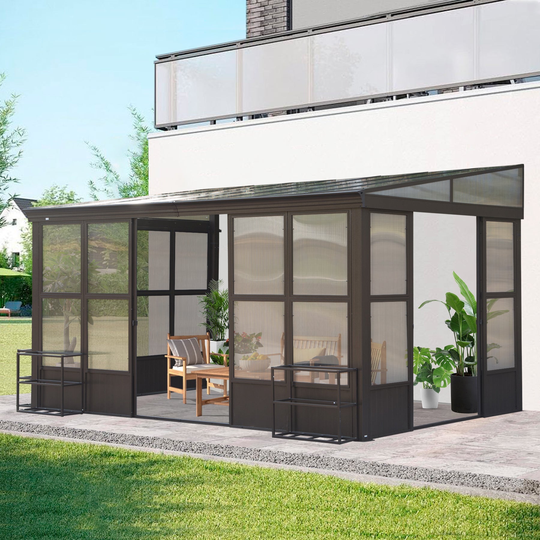 10x12FT All Season Aluminum Sunroom with Detachable Windows