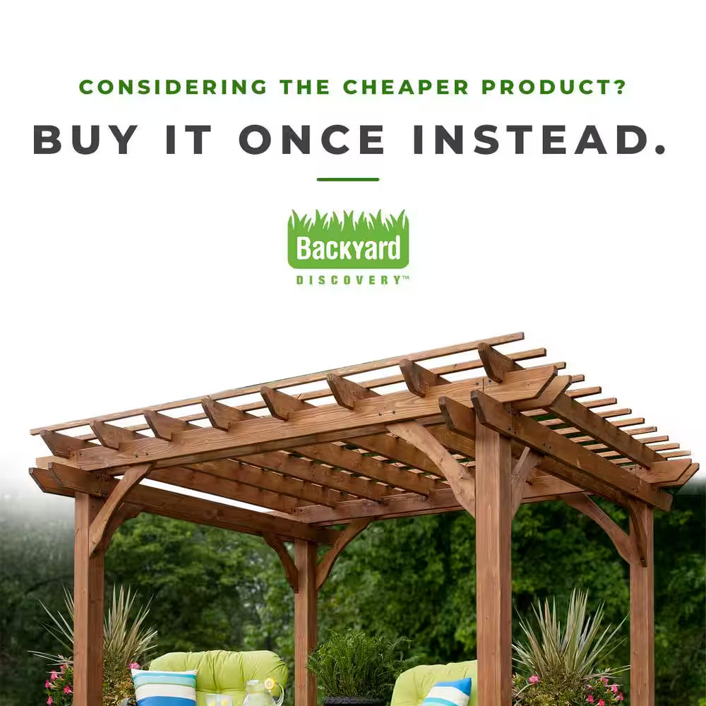 10 Ft. X 10 Ft. Traditional All Cedar Wood Outdoor Patio Pergola Shade Structure