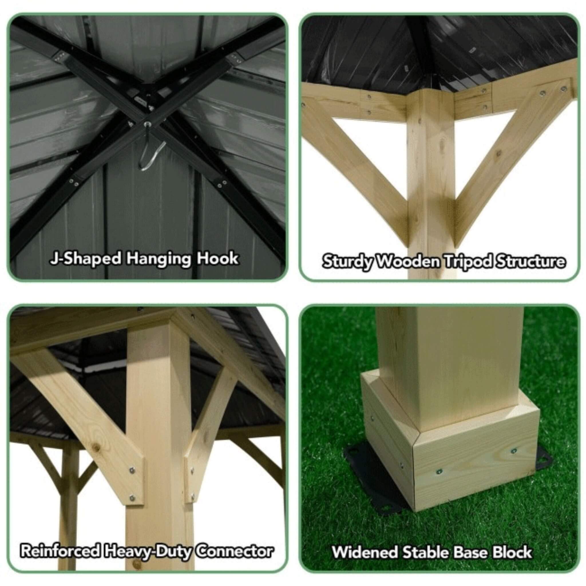 10x10 ft Hardtop Gazebo with Double Steel Roof & Reinforced Base – Outdoor Patio Shelter