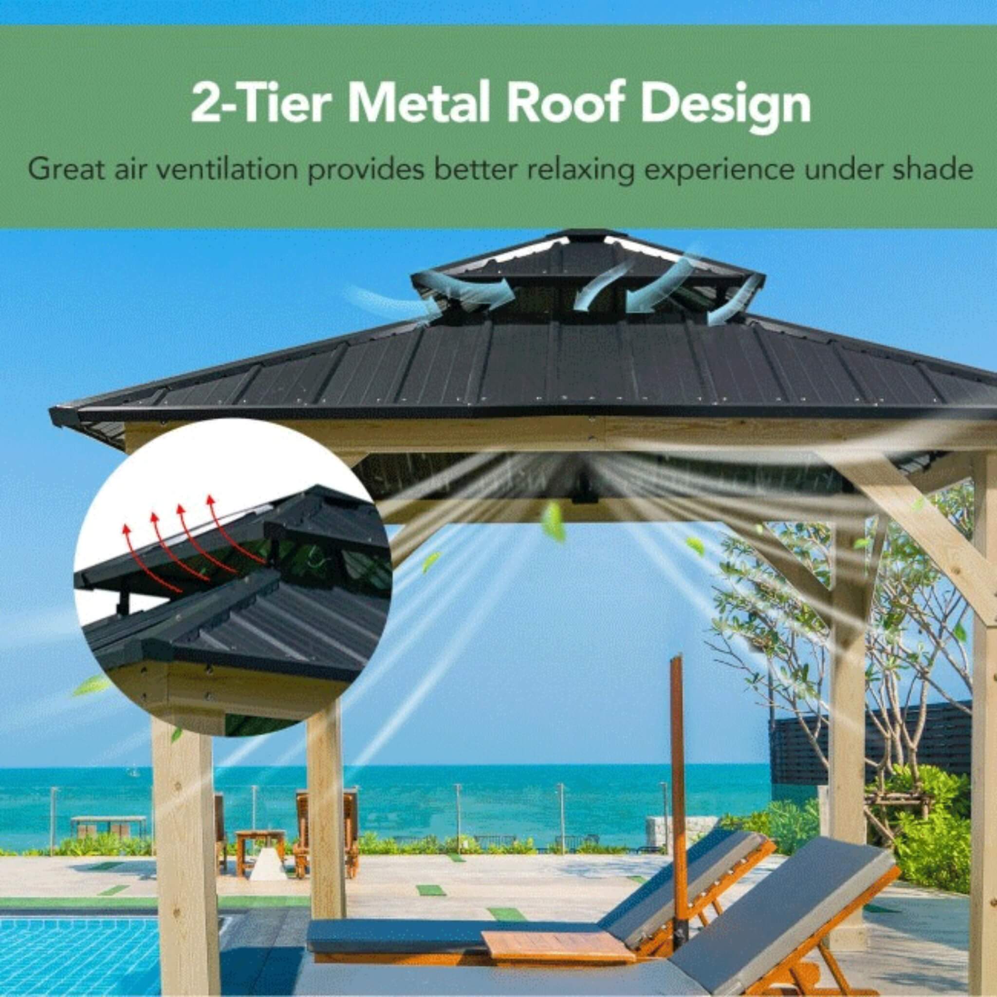 10x10 ft Hardtop Gazebo with Double Steel Roof & Reinforced Base – Outdoor Patio Shelter