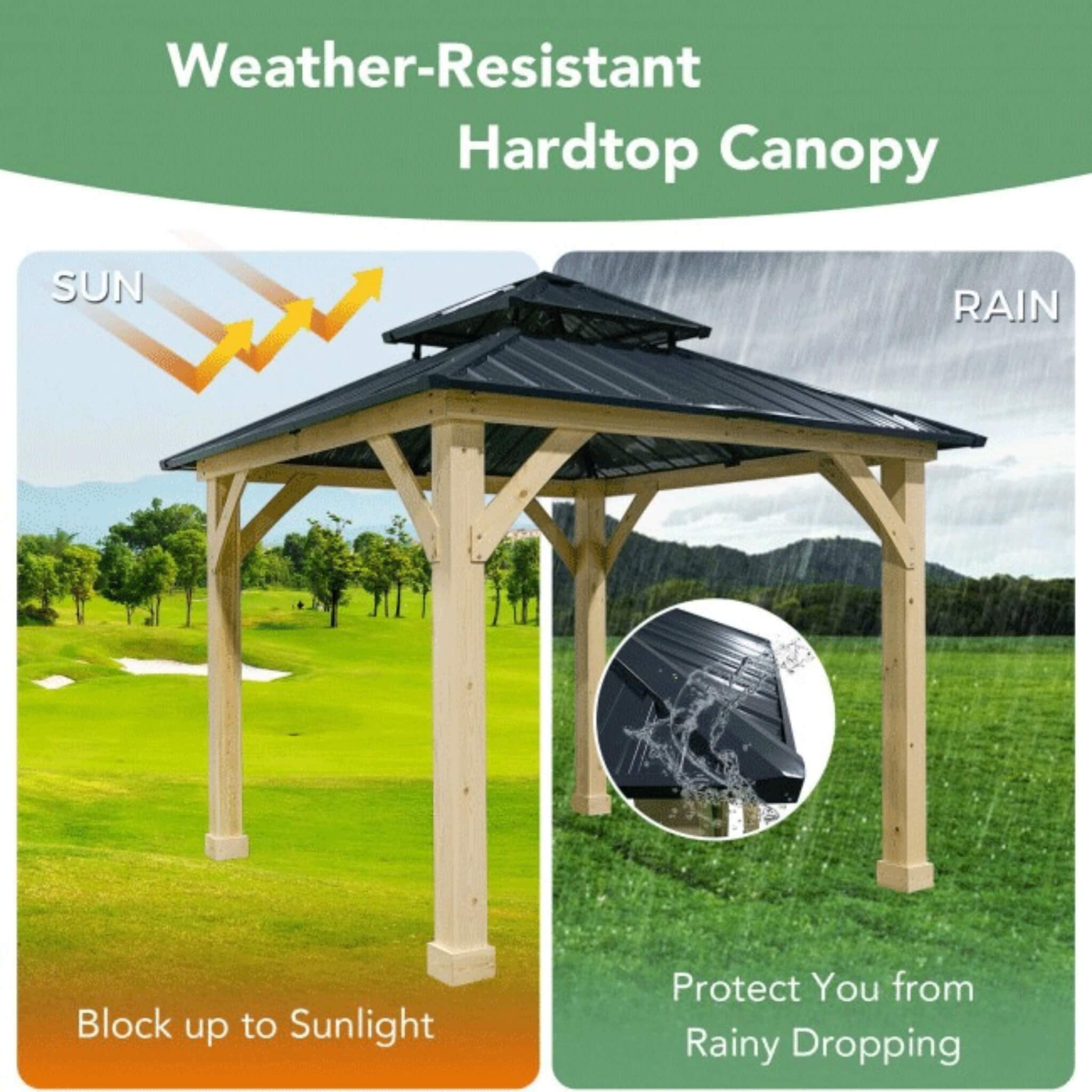 10x10 ft Hardtop Gazebo with Double Steel Roof & Reinforced Base – Outdoor Patio Shelter