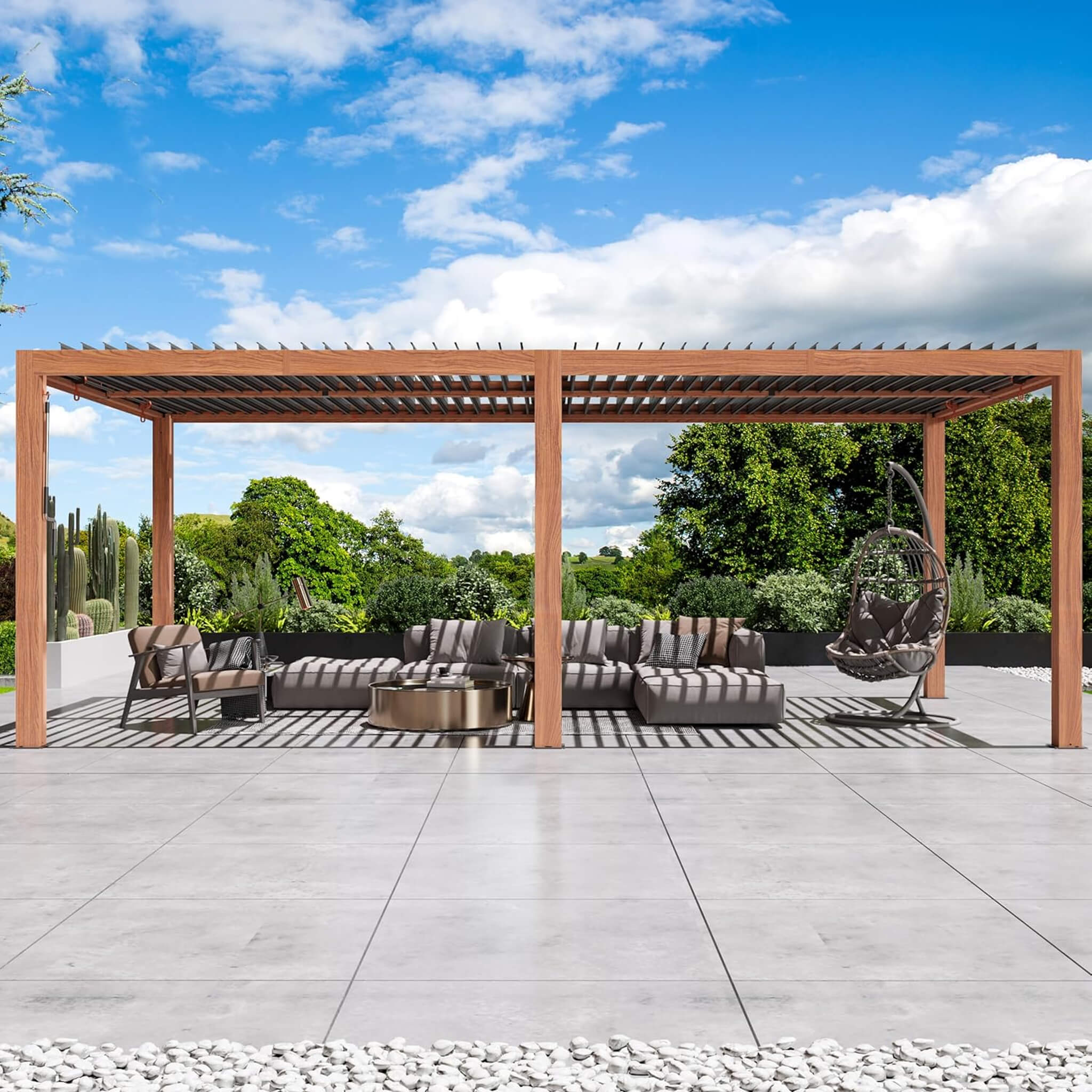 Alora 10 ft x 20 ft Aluminum Louvered Pergola with Integrated Drainage