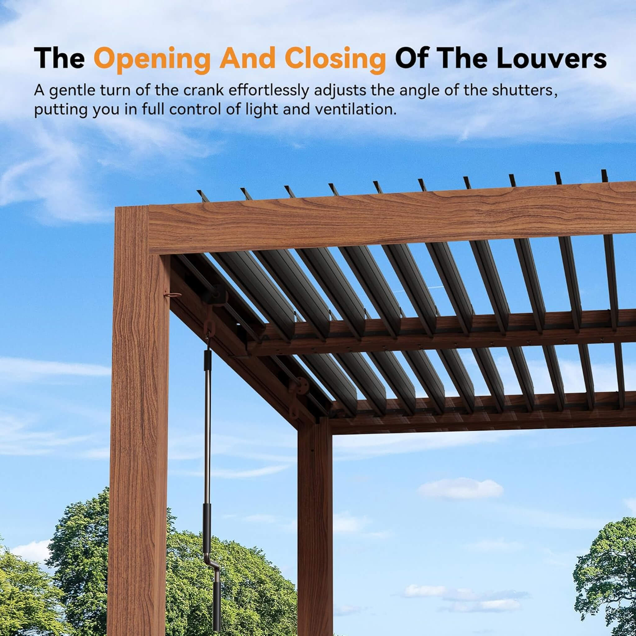 Alora 10x20 ft Aluminum Louvered Pergola with Wood-Grain Finish & Integrated Drainage