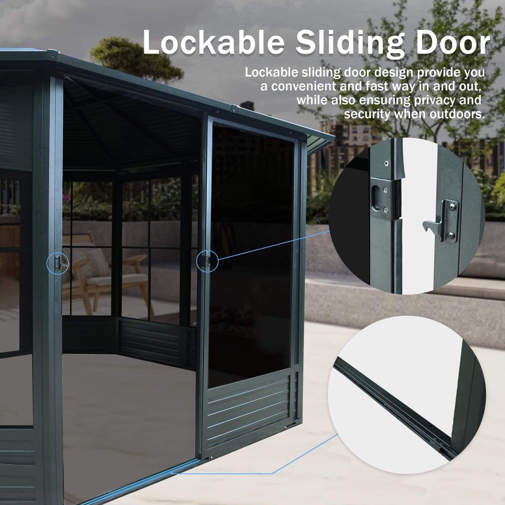 [12X12FT] Alora Prism Large Octagonal Sunroom Solarium With Lockable Sliding Doors And Galvanized Steel Sloping Roof