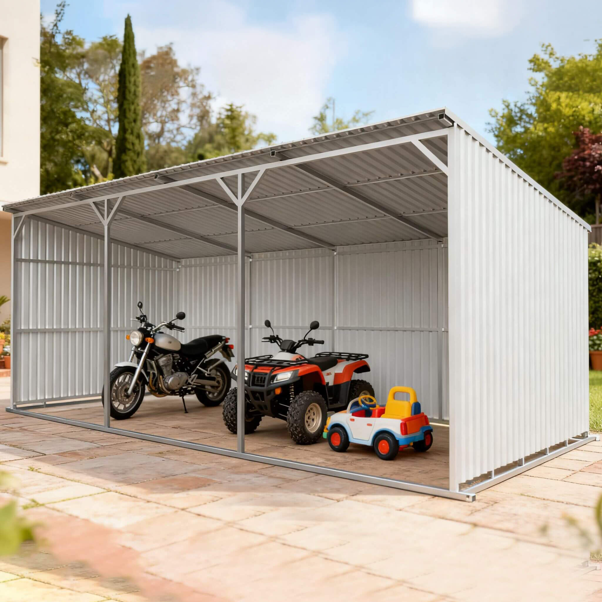 Alora 12 ft. x 25 ft. Heavy-Duty Galvanized Steel Outdoor Storage Shed & Equipment Shelter