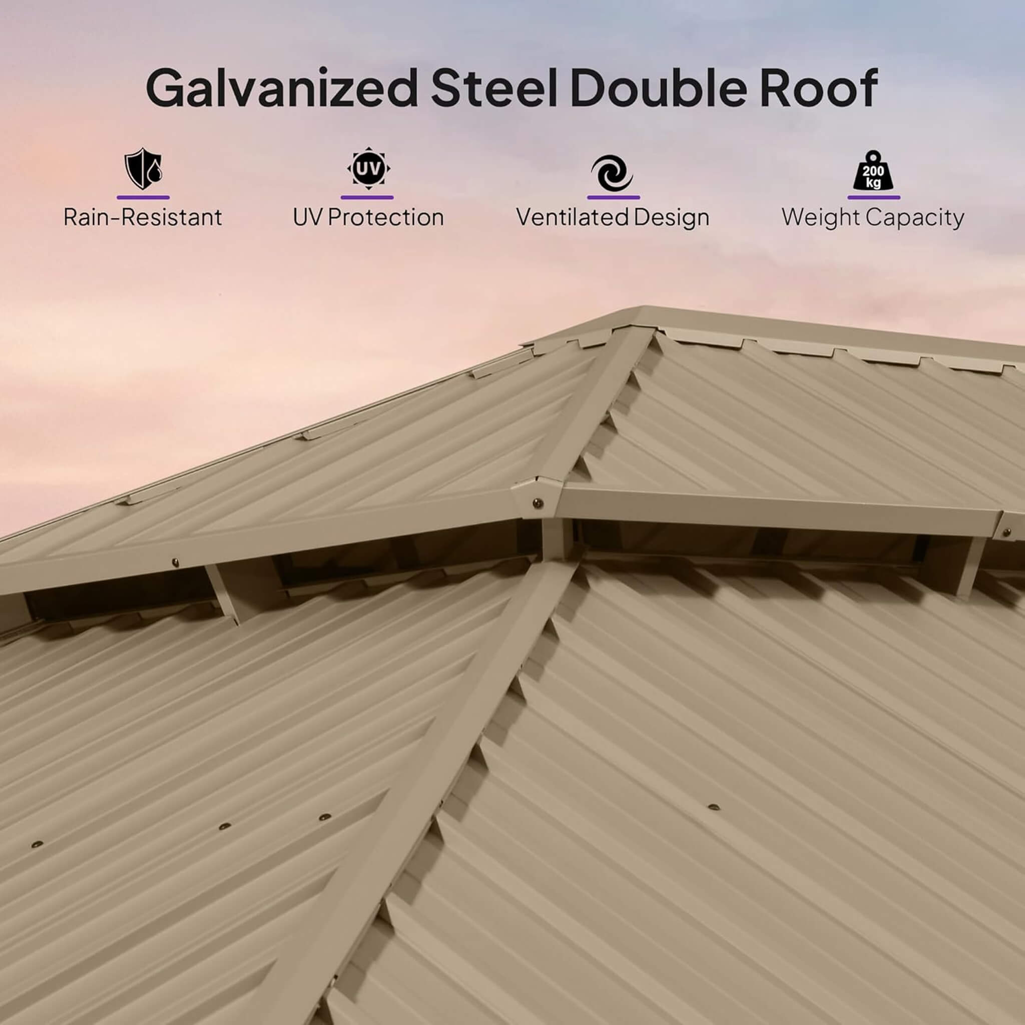 Alora 14x28 ft Extra-Large Hardtop Gazebo with Double Steel Roof, Curtains & Netting
