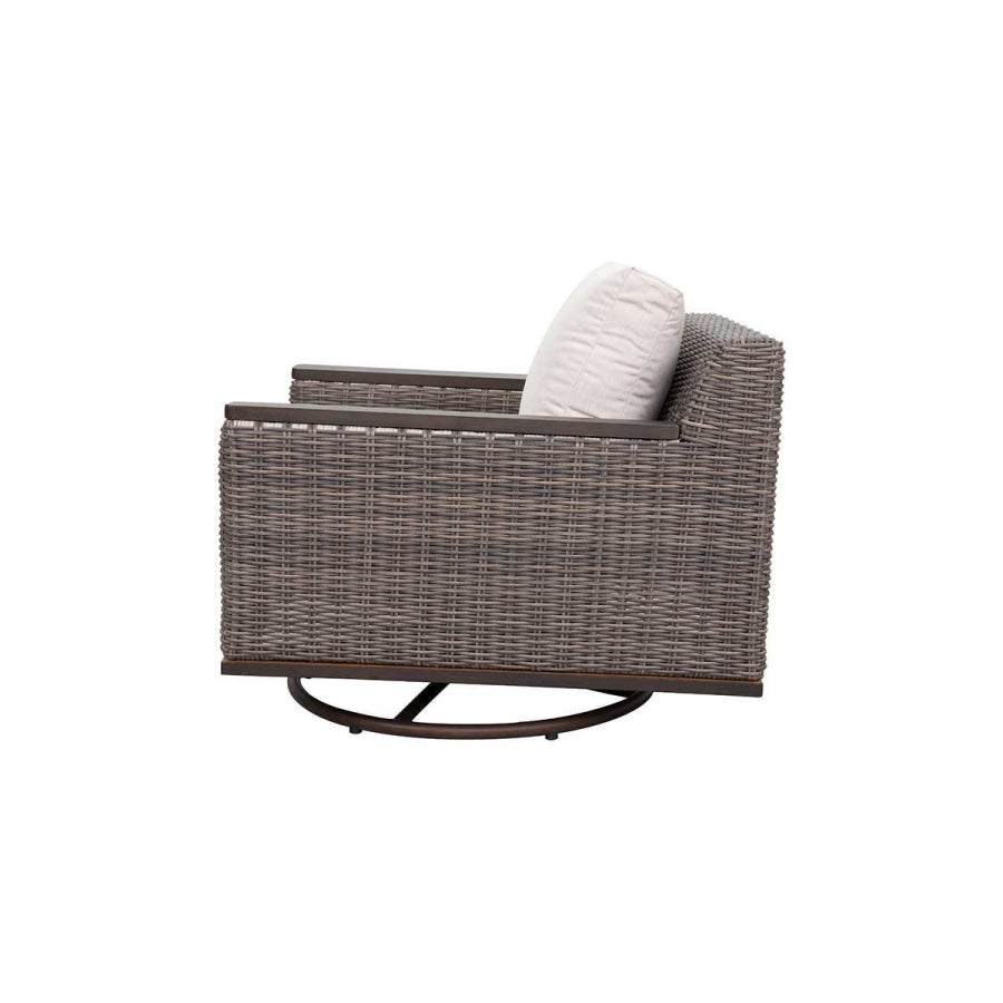 Beaufort 4-Piece Wicker Patio Set with Swivel Rocking Chairs, Sunbrella Cushions & Coffee Table