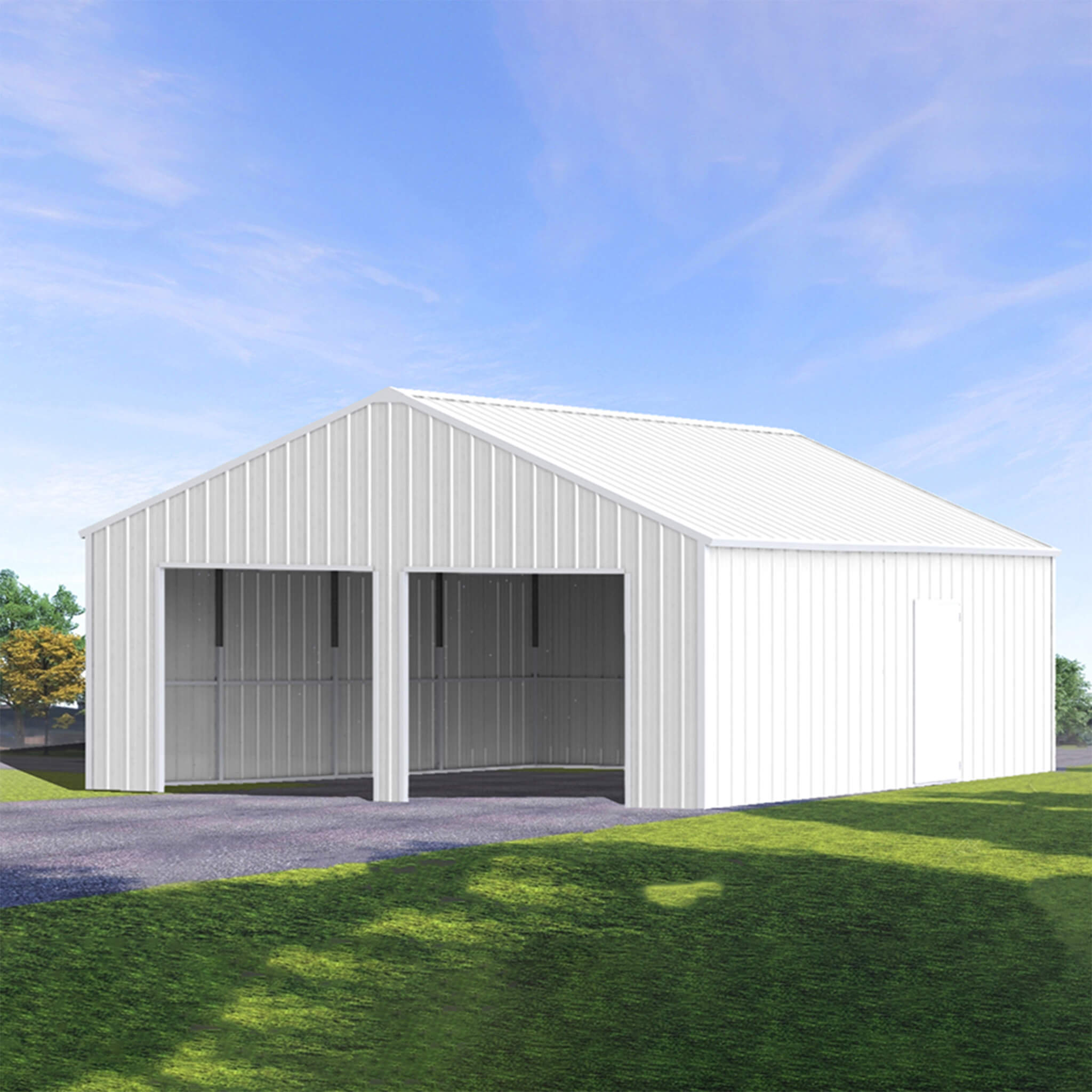 22 ft. x 23 ft. Heavy-Duty Double Garage Steel Barn with Dual Vehicle Bays